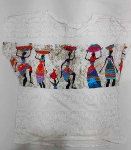 Unique African Print Lace Trim Top