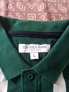 US Polo Association Green Striped Shirt - Size