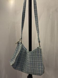 Chic Blue Plaid Shoulder Bag