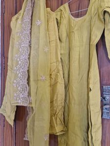 Beautifully Embroidered Yellow Kurta Set