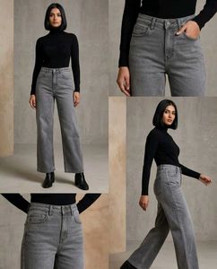 Stylish Grey Wide-Leg Jeans