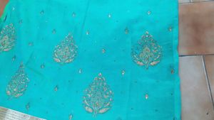Teal &amp; Gold Sari