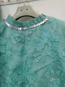 Blue Suit With Silver Work Nag And Lace