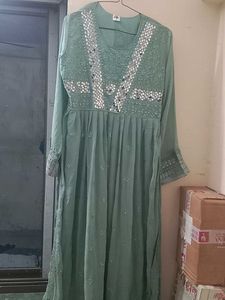 Elegant Teal Mirror Work Kurta