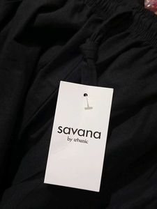 Savana Black Cotton Pants
