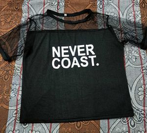 Black Sheer Sleeve T-Shirt