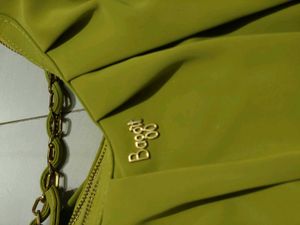 Chic Lime Green Ruched Hobo Bag