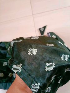 Green Velvet Blouse with Diamond Pattern