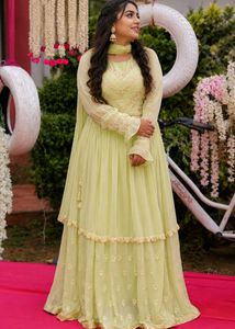 Elegant Lime Green Anarkali lehenga