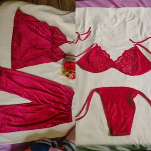 Rs 100 Drop 💥Valentine 4 Piece Suit ❤‍🔥💅🏼