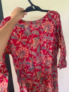 Red Floral Print Kurta