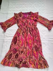 Boho Print V-Neck Midi Dress