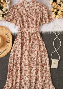 Floral Print Wrap Midi Dress