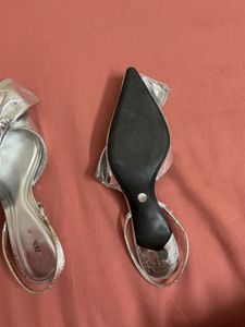 ZARA Silver Bow Heels