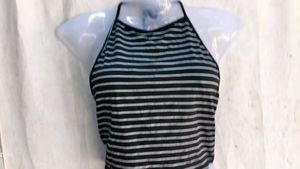 Striped Halter Neck Crop Top