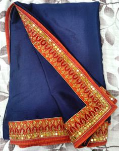 Elegant Blue Saree with Mirror Work