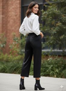 Black Cropped Wide-Leg Pants
