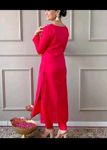 Cotton silk kurta pant set with dupatta