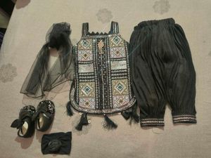 Baby kurta set with matching bootie and headband