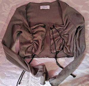Trendy Ruched Knit Cardigan