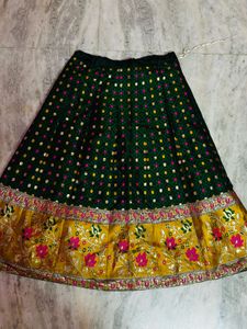 Embroidered Green Ethnic Skirt