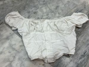 vintage new me Off-Shoulder Puff Sleeve Crop Top