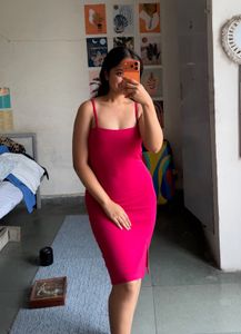 Hot Pink Bodycon Midi Dress