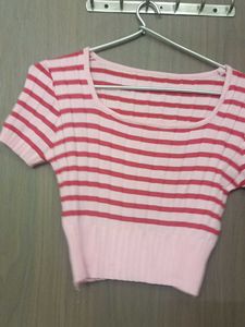 Striped Cropped Knit Top