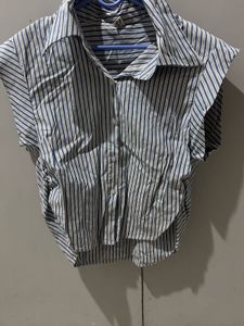 Striped Button-Up Crop Top