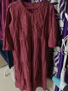 Red Striped Tiered Kurta