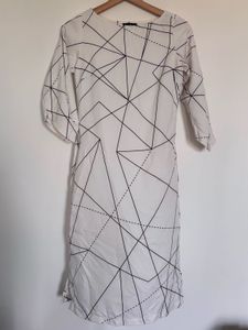 White Midi dress with Geometric Print