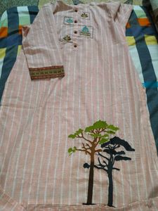 beautiful pink kurti kdhai work