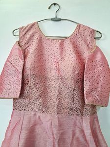 Baby Pink Cold-Shoulder Gown