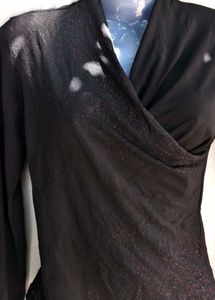 11254. Black Sparkly Wrap Top