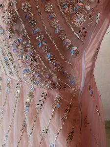 Stunning Pink Sequined Gown with shawl