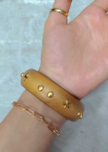 Trendy Wooden Bangles with Star Embellishments