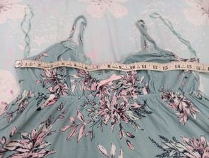 Light Sky Blue Floral Cotton Dress