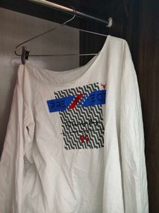 Graphic Print off shoulder Long Sleeve T-Shirt
