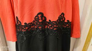 Coral &amp; Black Lace Dress