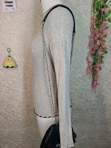 H&amp;M Ribbed Crew Neck Long Sleeve Top