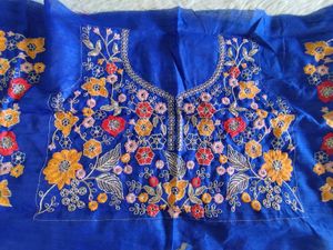 Blue Embroidered Lehenga Material (Women's)
