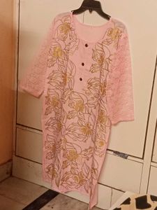Pink Floral Embroidered Kurta