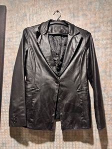 Black Faux Leather Blazer