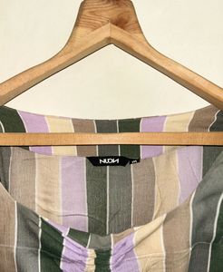 Nuon by Westside Striped Drawstring Crop Top