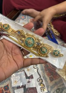 Gold Choker Necklace with Earrings Set