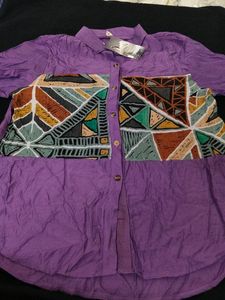Purple Geometric Pocket Shirt