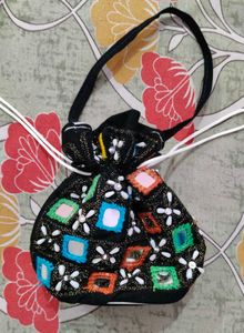 Traditional Ethnic Mirror Work Potli Bag