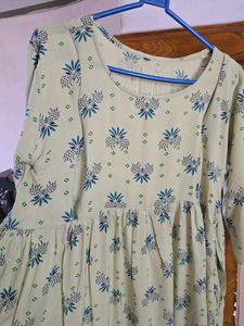 Printed cotton Maternity dress with zip