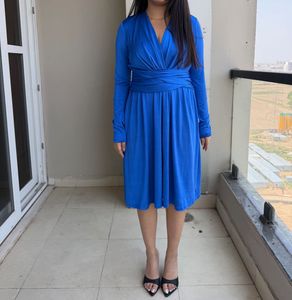 V-Neck Long Sleeve Wrap Dress