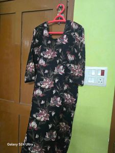 Floral Print Black Blouse